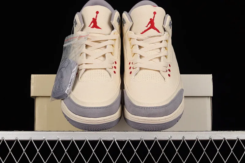 All categories Air Jordan Jordan series basketball shoes Air Jordan 3 cost-effective version Air Jordan 3 "Muslin" AJ3 Joe 3 cement gray canvas basketball shoes DH7139-100